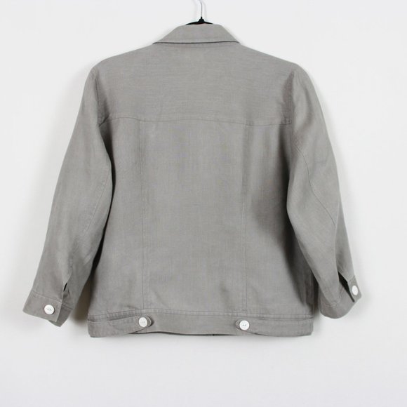 Spanner Taupe Button Down Linen Top - Picture 13 of 13